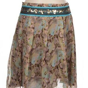 Archival Free People Silk Maxi Skirt Vintage Romantic Print Size 6